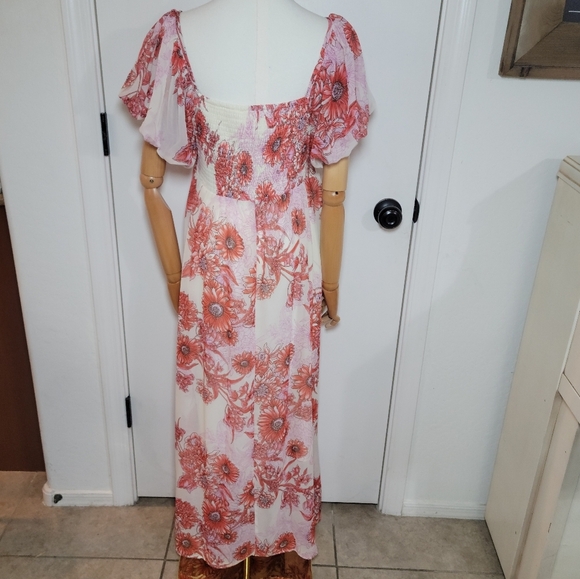 Listicle Maternity Floral Puff Sleeve Maxi  Babyshower Dress Medium - Picture 6 of 10